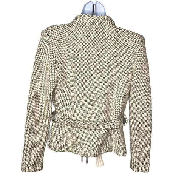 IRO Paris Sz 8 Wool Blend Leather Trim Cream Black - Picture 4 of 10